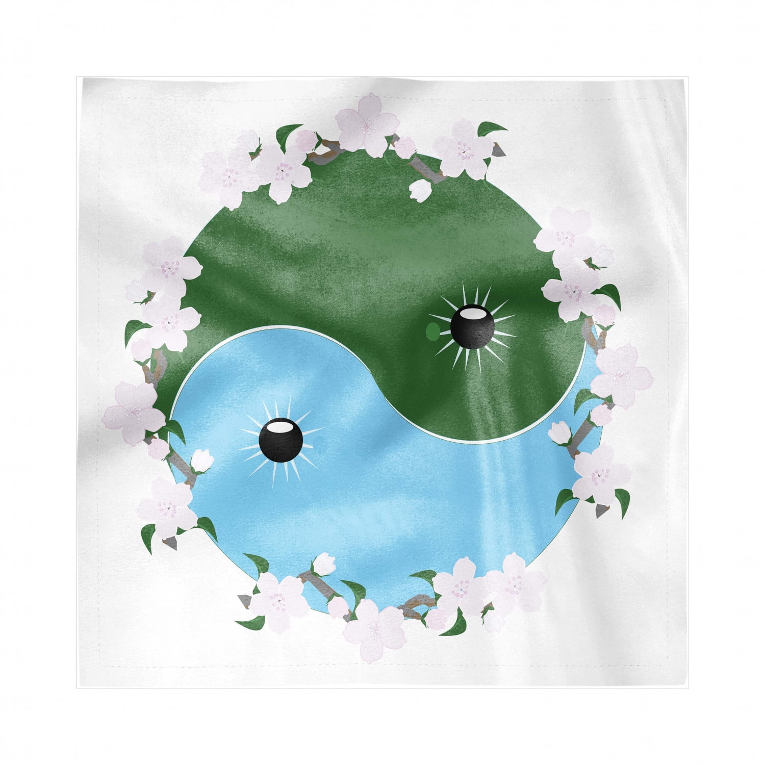 Yin Yang Decorative Satin Napkins Set of 4, Chinese Culture Ornamented