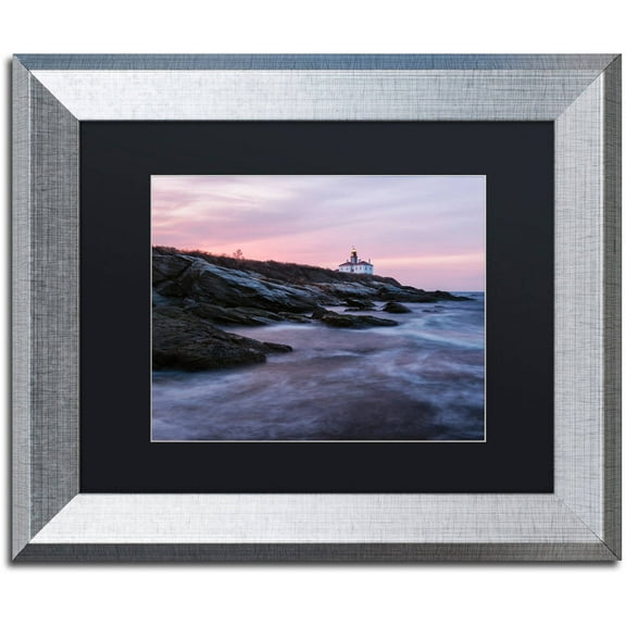 Trademark Fine Art "Dawn at Beavertail" Canvas Art by Michael Blanchette Photography Black Matte, Silver Frame