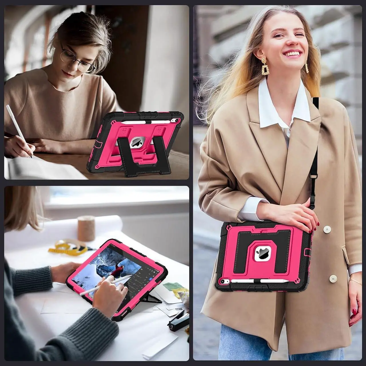 Case for iPad (A16) 11th Generation 11 Inch 2025, iPad 10th Generation 10.9 Inch 2022, Fully-Body Rugged Shockproof Protective Cover with Kickstand Pencil Holder Shoulder Strap