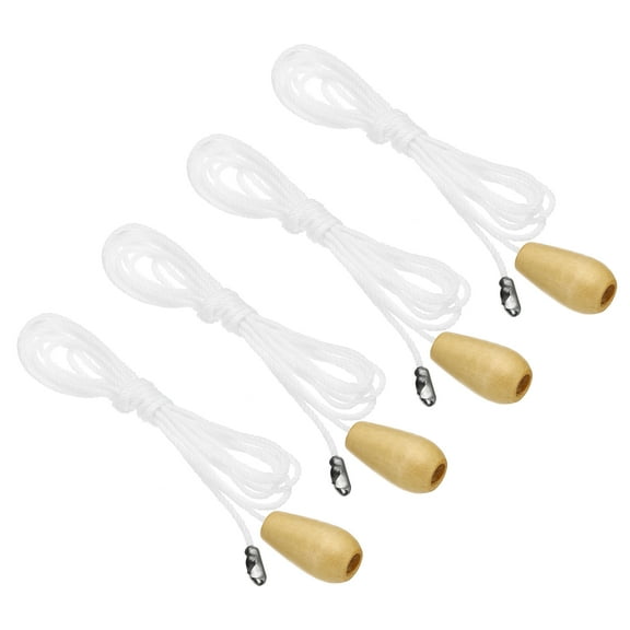 Uxcell 4.9ft Ceiling Pull Chain, 2 Pcs Pulls Cord Extender with Wooden Pendant for Fan Light Pulling Switch, White