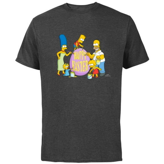 The Simpsons Family Happy Easter - Short Sleeve Cotton T-Shirt for Adults - Customized-Charcoal