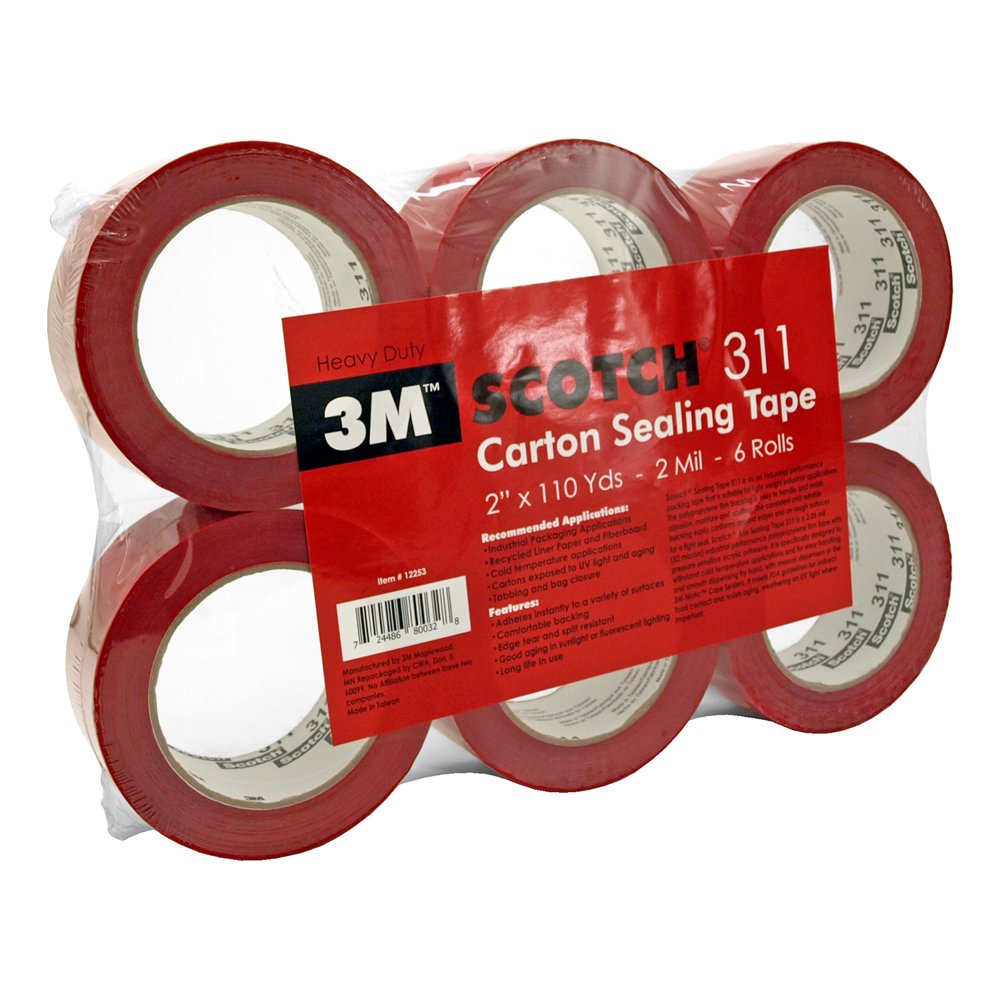 3M Scotch 311 Carton Sealing Tape Red
