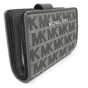 Michael Kors Jet Set Zip Bifold Wallet Coin Case Gray Canvas MK