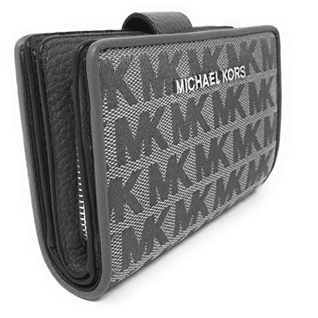 Michael Kors Jet Set Zip Bifold Wallet Coin Case Gray Canvas MK