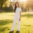 thumbnail image 5 of Miqool Girls Wide Leg Cargo Pants Elastic Waist Loose Fit Casual Lightweight Palazzo Pants with Multi Pockets for 5-16 Years, 5 of 5