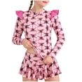 thumbnail image 2 of WOXIHUAN Girls 2 Piece Rash Guard Swimsuit Summer Printed Zipper Swimwear with Skirt Ruffle Long Sleeve Bathing Suit for 2-12T Hot Pink 5-6 Years, 2 of 7