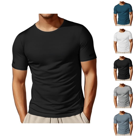 Workout Shirts for Men Summer Lightweight Breathable Short Sleeve Crewneck Gym Shirt Running Tshirts