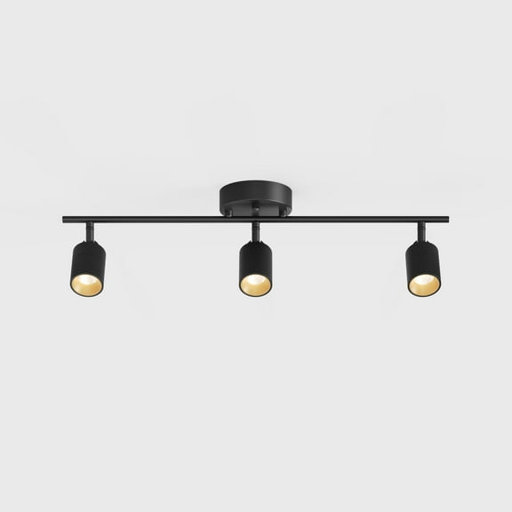 Shura Black 3-Light Track Light with Rotatable Heads, Integrated LED Bulbs, 3000K, 2 ft.