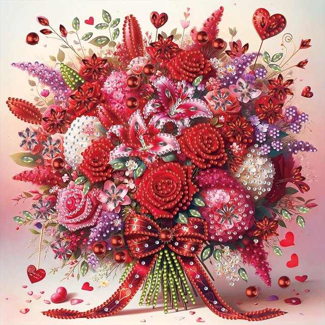 Kit Con Forma Especial Parcial 5D DIY Ramo Rosas 30x30cm