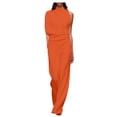 thumbnail image 2 of Women's Dressy Casual Summer Jumpsuits Sleeveless Mock Neck Wide Leg Pants Romper One Piece Formal Party Outfits Orange M, 2 of 5