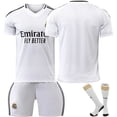 thumbnail image 1 of 2425 Camiseta del Real Madrid, traje de uniforme de fútbol local, traje de entrenamiento No. 7 Ronaldo, niños y adultos, camiseta transfronteriza de 9 MbappéInicio Versión en blanco+Calcetines, 1 of 1