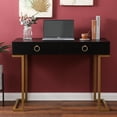 thumbnail image 5 of Luxen Home WHIF1441 Black Wood & Metal Two Drawer Writing Desk, 5 of 5