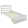 thumbnail image 4 of Twin Bed with Storage, Solid Wood Platform Bed Frame, Modern Twin Size Bed Frame with Headboard and Footboard, Bedroom Furniture Twin Platform Bed with Big Drawer, No Box Spring Needed, White, 4 of 8