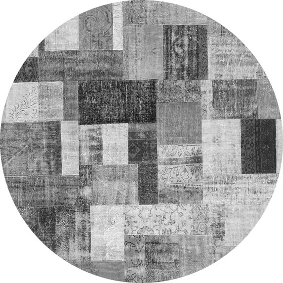Ahgly Company Indoor Round Patchwork Gray Transitional Area Rugs, 8' Round