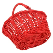 OFFIGAM Red Wicker Picnic Basket with Handle Versatile Storage Solution for Home Garden Gatherings 16.5x12.5x8.5 inches