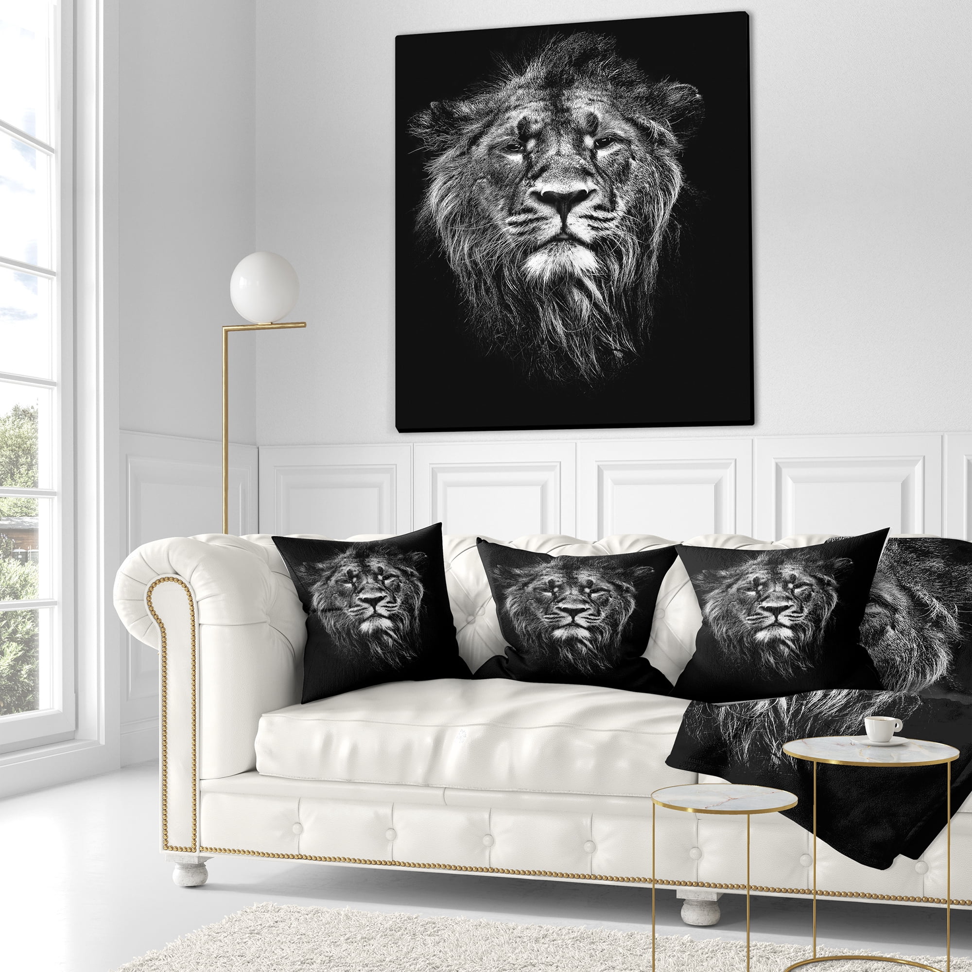 Designart Male Asiatic Lion - Animal Throw Pillow - 18x18