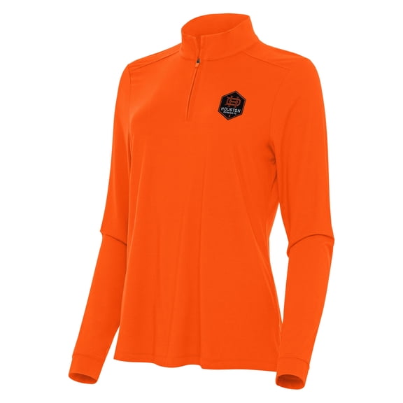 Women's Antigua Orange Houston Dynamo FC Logo Intent Quarter-Zip Top