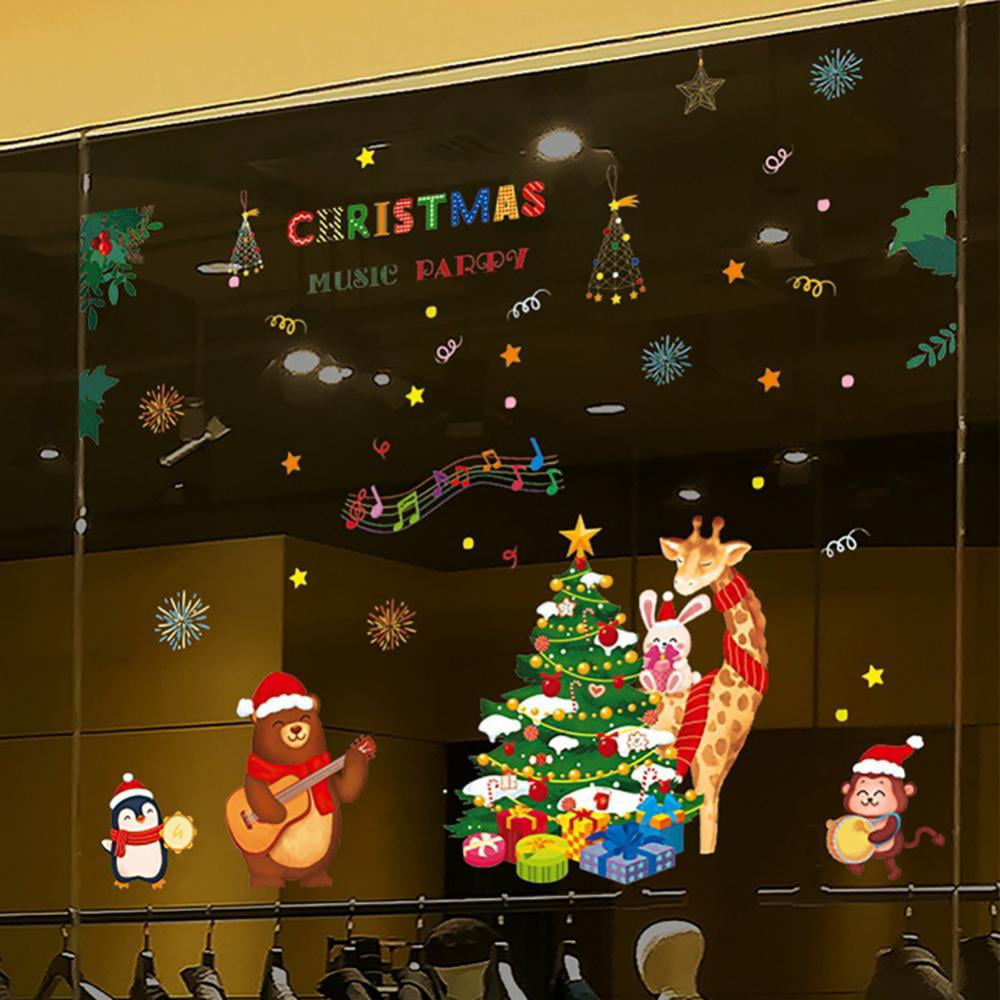 Gold Christmas Vinyl Santa Claus Snowman Xmas Window Wall Stickers Decal New 