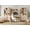 Beige, variant on Home Office Set, 47" Modern Executive Desk with Charging Station and Drawers & 2 Piece 71"H Tall 3-Tier Arched Bookcases with Open Storage for Living Room, Bedroom, Home Office