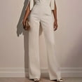 thumbnail image 3 of VIWORLD Women's Solid Color Round Neck Mid-Sleeve Jumpsuit with Pearl Accents, Elegant & Casual Summer Outfit, 3 of 4