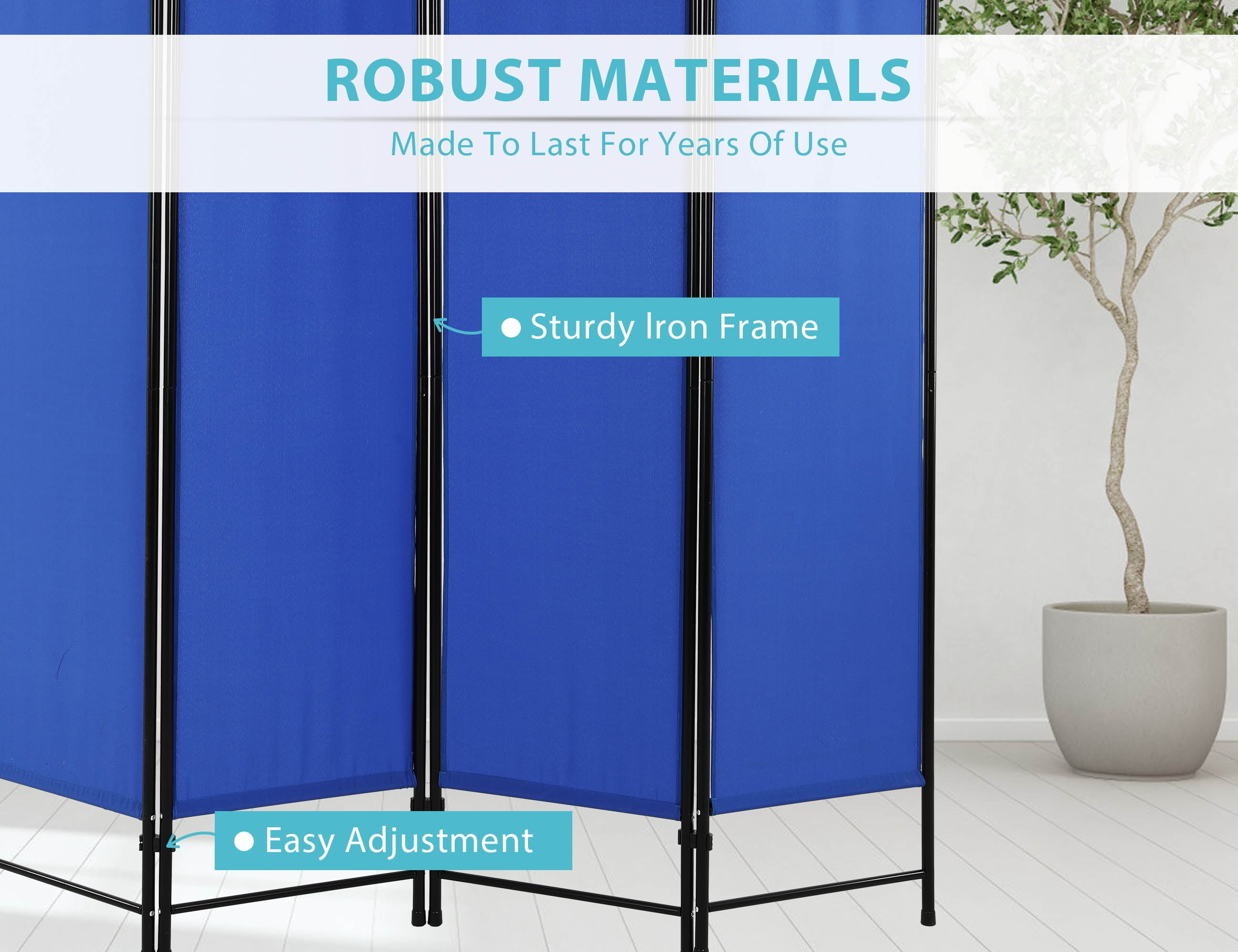 YRLLENSDAN Partition Room Dividers with 4 Panels, Steel Frame Folding Privacy Screen for Room 5.6Ft Portable Room Divider Screen Freestanding Fabric Room Divider