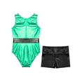 thumbnail image 4 of TiaoBug Kids Girls Christmas Santa Claus Cosplay Costume Sleeveless Ballet Dance Leotard with Shorts Green&Black 14, 4 of 7