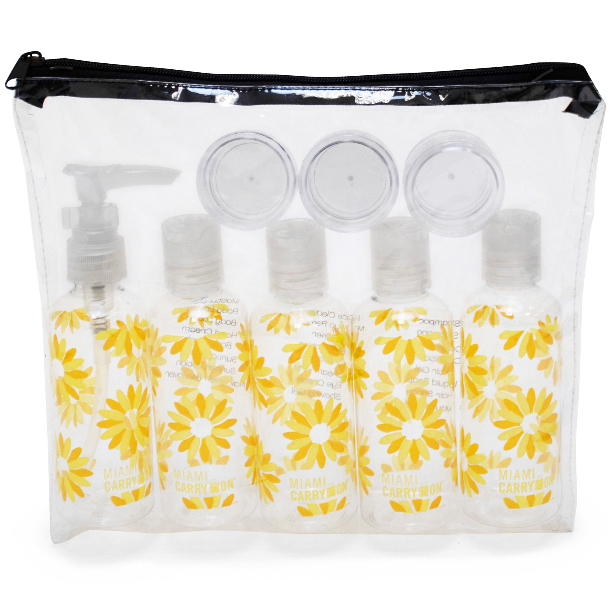 Miami CarryOn 9 Piece TSA Approved Travel Bottle Set BPA Free