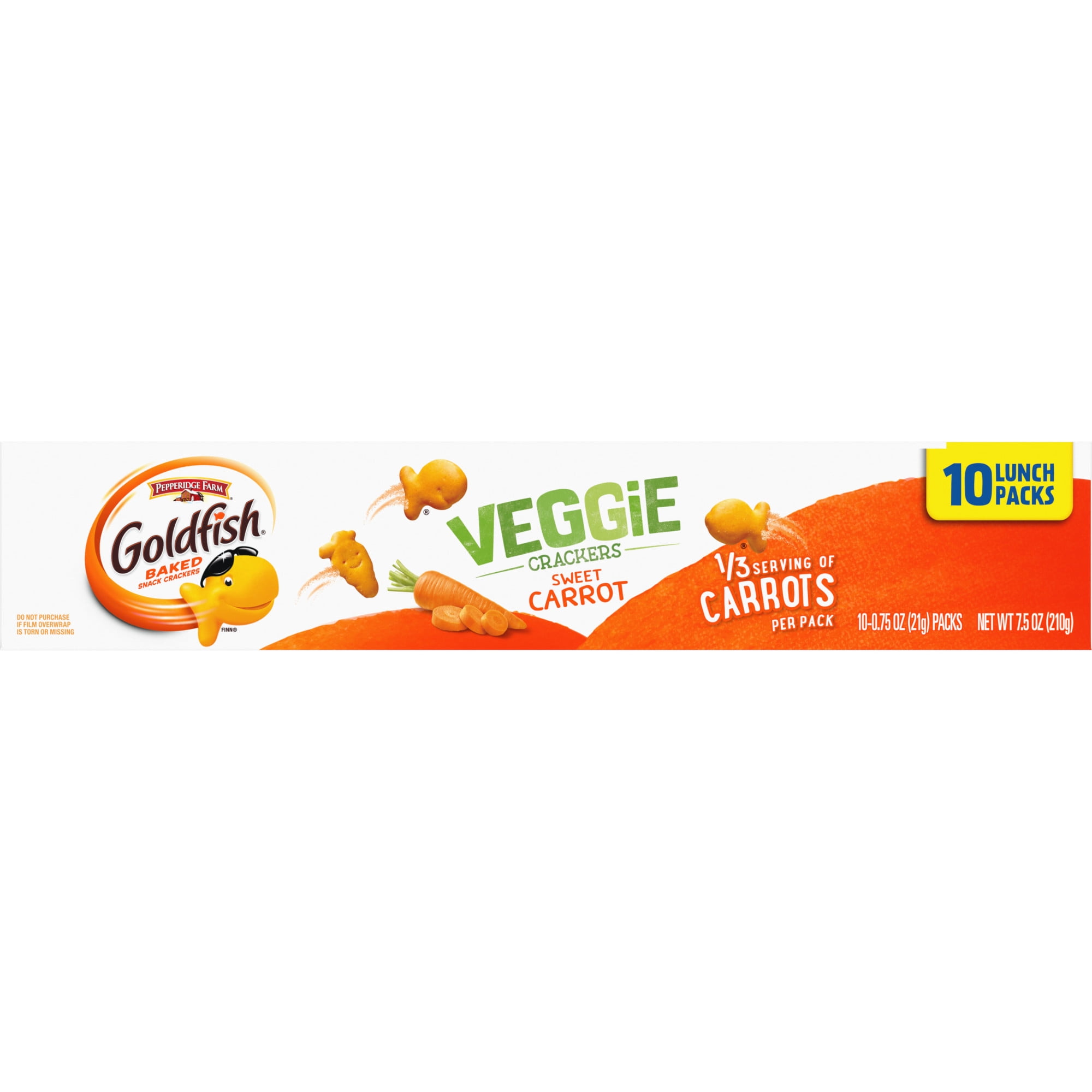 Pepperidge Farm Goldfish Veggie crackers, Sweet Carrot, 0.75-oz. Packs, 10 Snack Packs
