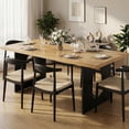 thumbnail image 1 of 71" Long Dining Table for 6-10 People - Farmhouse Kitchen Table with Extra Thick Tabletop & Heavy-Duty Metal Legs, Sturdy Rectangular Table for Dining Room, Conference Room, Office, Natural + Black, 1 of 8