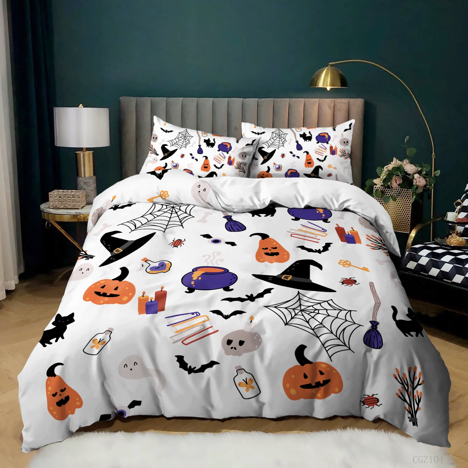 Halloween Bedding Set Duvet Cover Set Halloween Theme Design Trick or