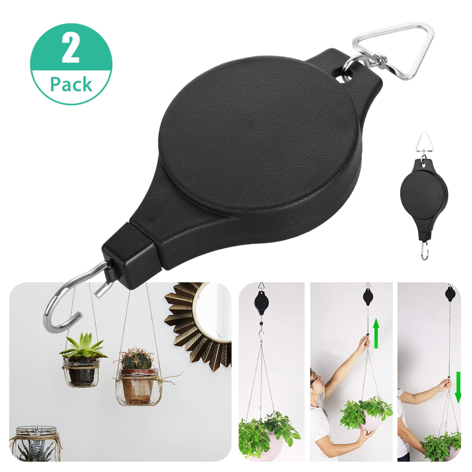 2 Pack Plant Retractable Pulley Hanger Hanging Planters Flower