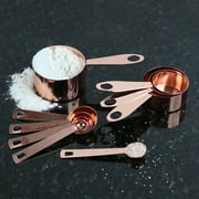 Steelware Central Copper Measuring Cups and Spoons Stainless Steel 9 pieces with 2 Rings