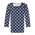 thumbnail image 3 of Jalioing 3/4 Length Sleeve Shirt for Women Fashion Print Button Tunic Tops Pleated Front Summer Trendy Blouses, 3 of 7