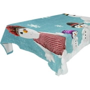 SKYSONIC 60”x90" Square Tablecloth with Snowman Prints, Anti-Wrinkle and Smooth Table Cloth for Kitchen/Home Decoration