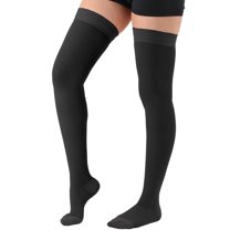 Opaque Thigh High Maternity Compression Stockings 20-30mmHg - Black, Small