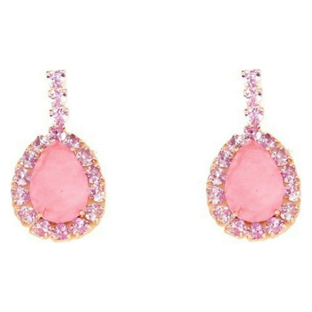 Pendientes de gota de agua de color rosa de la industria pesada de lujo ligero amor circón con incrustaciones de patrón de color dulce atmósfera S925 pendientes de aguja de plata Sincero Electrónica