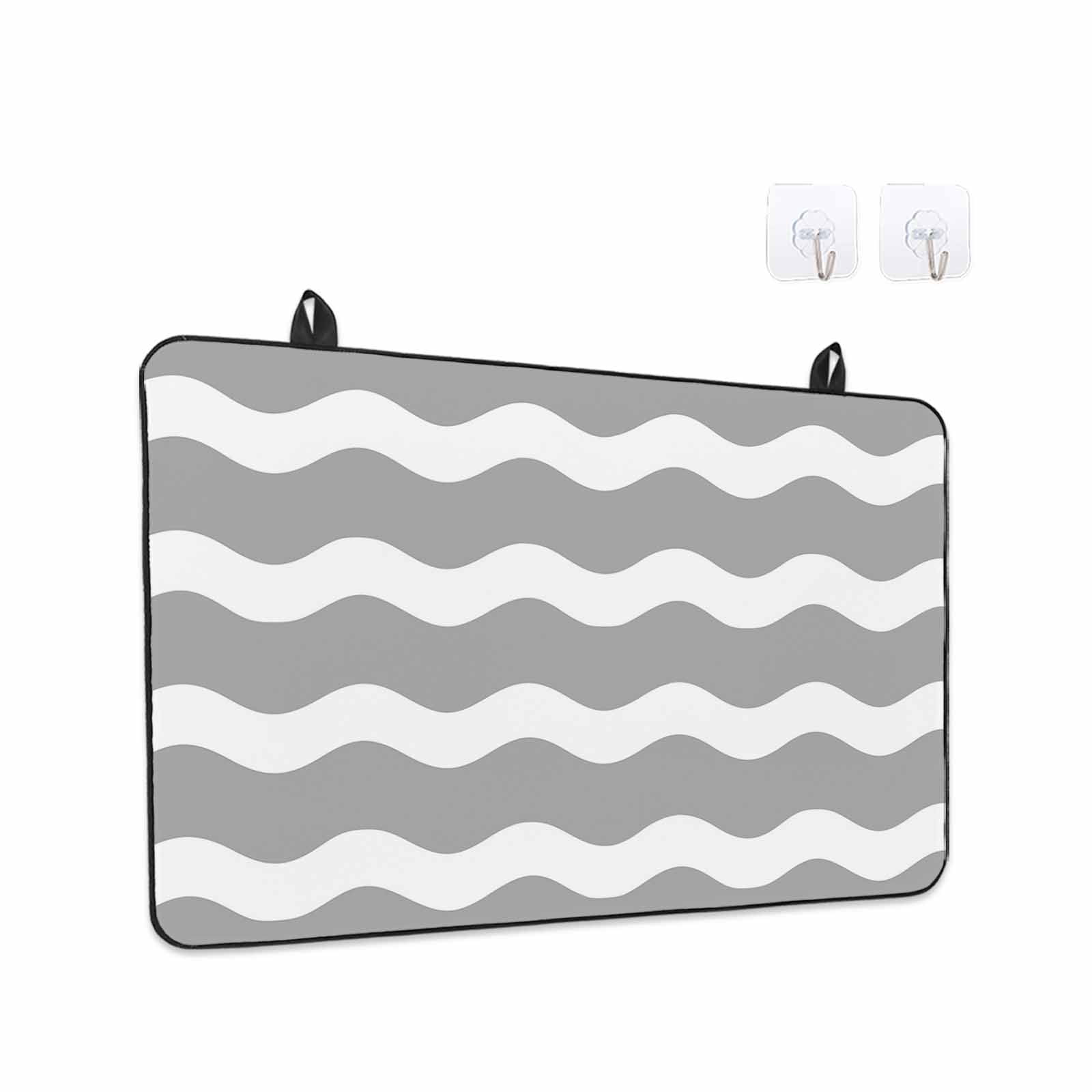 Grey Ripple Stove Top Cover for Electric Stove, Heat-proof & Non Slip Glass Top Stove Cover Protector, Simple Gray White Waves Aesthetics Kitchen Flat Cooktop Rubber Mat 24x21 Inches
