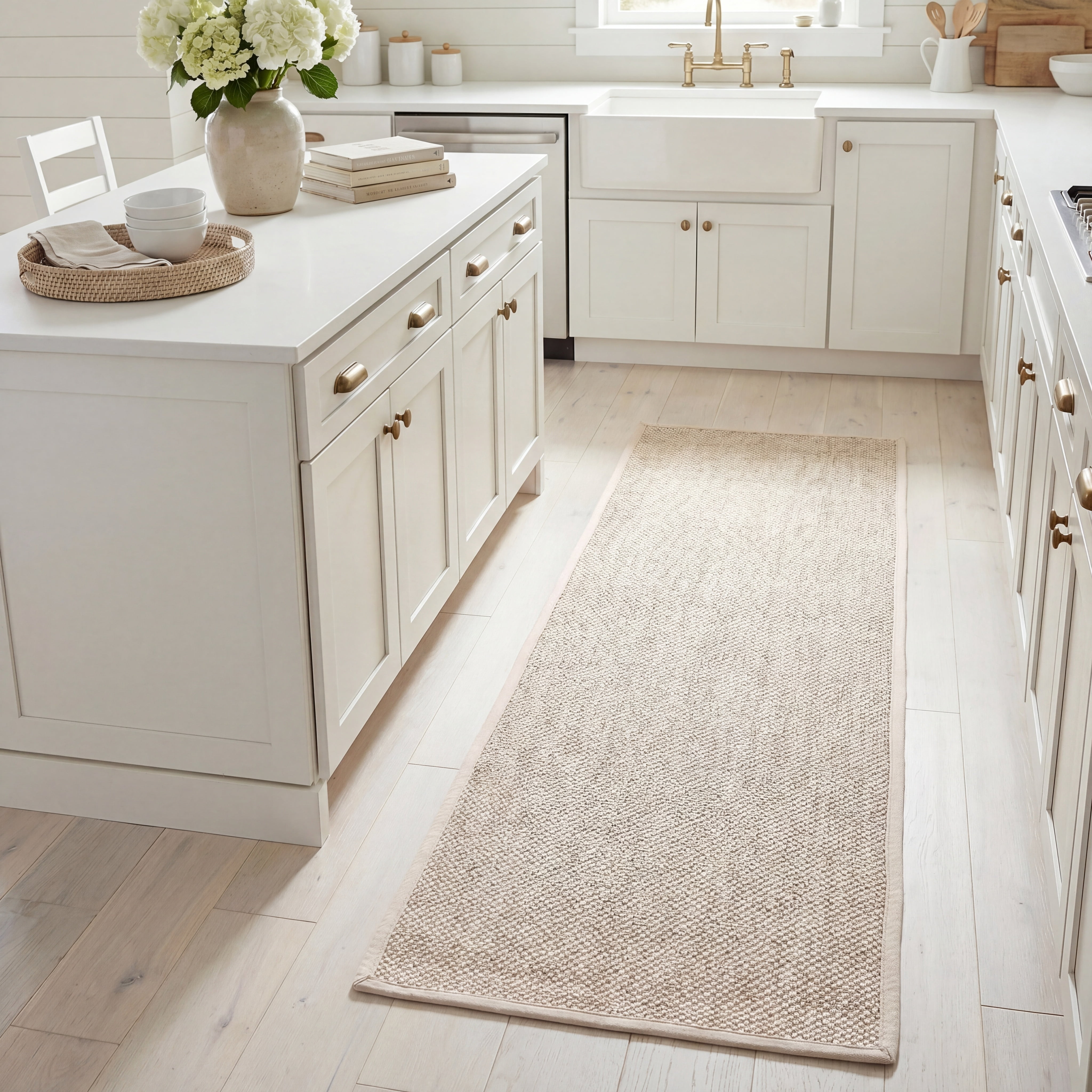 Safavieh Natural Fiber Kentigern Solid Runner Rug, Marble/Beige, 3' x 6'