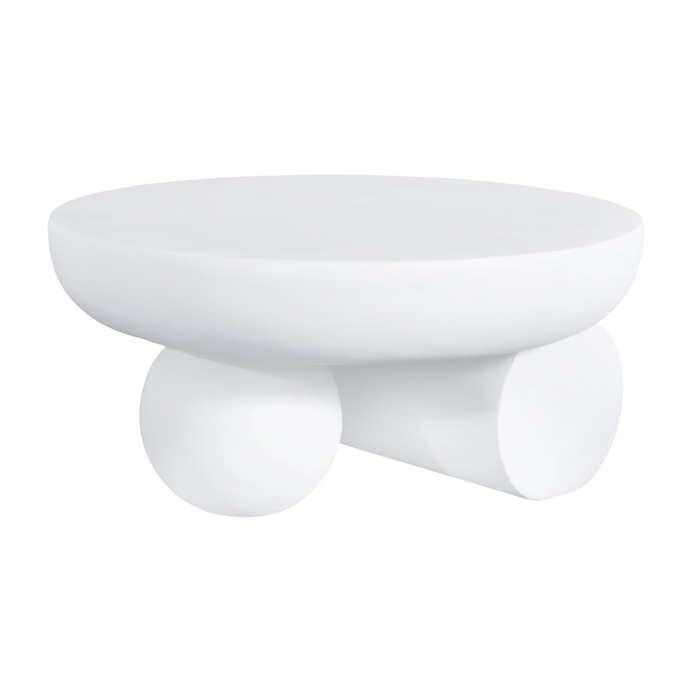 Christopher Knight Home 27.5" Modern Lightweight Concrete Round Coffee Table with Unique Legs, White