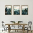 thumbnail image 2 of Watercolor Misty Forest Framed Canvas Wall Art Set, Nature Landscape Wall Decor, Foggy Mountain Pine Trees Wall Painting, Jungle Scenery Artwork for Living Room, Bedroom, Office - 16"x24"x3, 2 of 6