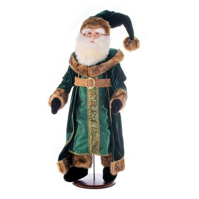 Vickerman KV211236 Figurines de Poupée Père Noël en Velours Vert Émeraude de 36 Pouces avec Support