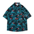 thumbnail image 2 of POTETI Summer Shirts for Men Short Sleeve Casual High Neck Hawaiian Cotton Linen Beach Button Down Shirts, 2 of 3