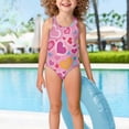 thumbnail image 3 of Uorisanigo Girls Bathing Suits Size 5-6 One Piece Polyester and Spandex Swim Suit Crossback Straps Outdoor Beach Swimwear, Cute Heart, 3 of 7