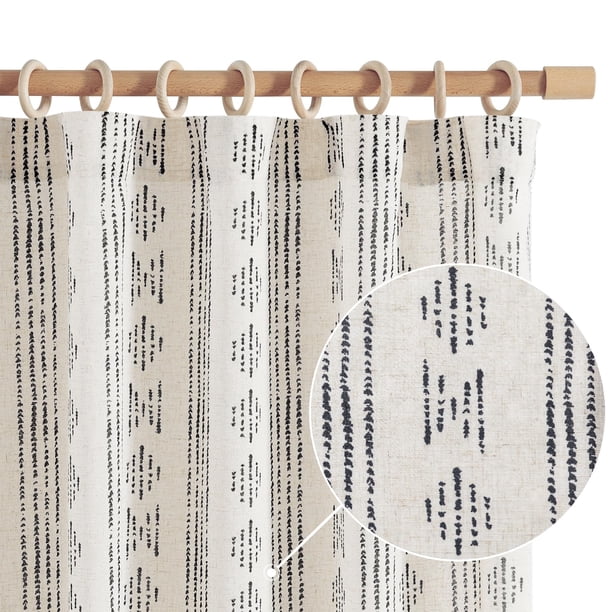 Cortinas Jinchan Boho Negras 244 cm de Largo 2 Paneles para Dormitorio