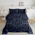 thumbnail image 2 of Homewish Retro Damask Skull Full Size Comforter Sets for Women, Navy Gothic Baroque Floral Bedding Comforter Set, Black Reversible, 3pcs, 1 Comforter and 2 Pillowcases, 2 of 6