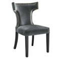 thumbnail image 3 of Modway Curve Performance Velvet Dining Chairs - Set of 2 in Gray, 3 of 10