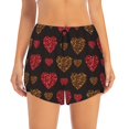 thumbnail image 4 of Lsque Gold Glitter Heart Printed Women's Running Shorts with Liner Pockets,Elastic Quick Dry Workout Athletic Gym Yoga Shorts,Womens High Waist Shorts-Small, 4 of 9