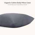 thumbnail image 3 of Bioweaves 100% Organic Cotton Body Pillow Pillowcase with Zipper 300 Thread Count Soft Sateen Weave GOTS Certified - 21x54 Inches, Grey, Set of 2, 3 of 9
