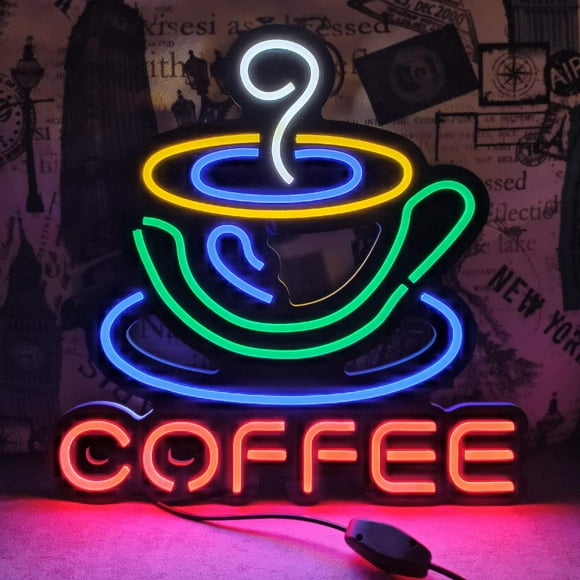 Tasse à Café LED Néon Enseigne Art Lumières Murales pour Bière Bar Club Chambre Fenêtres Verre Hôtel Pub Café Cadeaux de Mariage Anniversaire