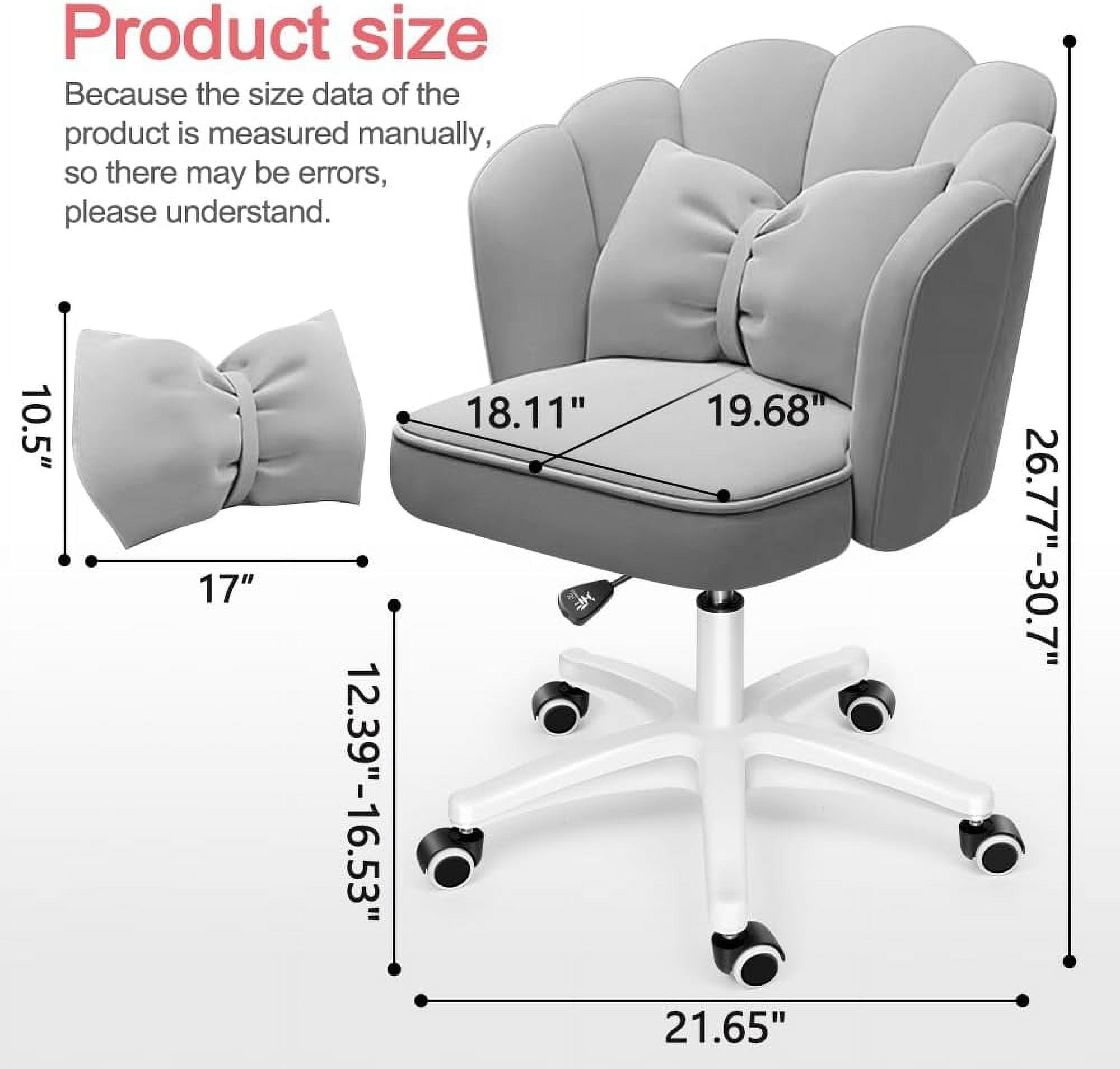 WXJHL Office Chair Cute Petal Desk Chair, Modern Fabric Home Butterfly Chairs Height Adjustable Chair Makeup Chairs Computer Chairs（Grey）